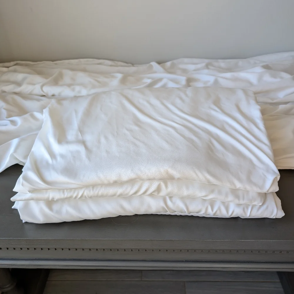 Cindy Crawford Style White Satin Boho Curtain Pleated Rod Pocket Size  84